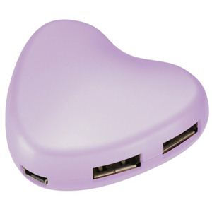 グリーンハウス ハート型USB2.0ハブ（4ポート／パスパワー） パープル GH-UH204HTP
