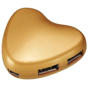 グリーンハウス ハート型USB2.0ハブ（4ポート／パスパワー） ゴールド GH-UH204HTG