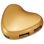 グリーンハウス ハート型USB2.0ハブ（4ポート／パスパワー） ゴールド GH-UH204HTG