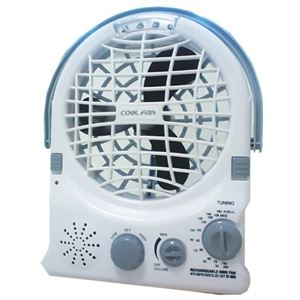 フィールテック LEDライト搭載 AM／FMラジオ付 充電式扇風機（USB／乾電池対応） SF385B