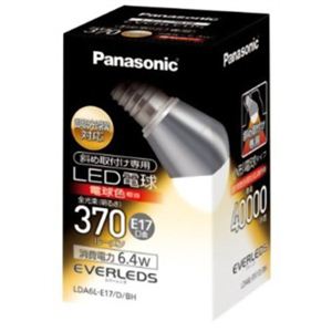 パナソニック LED電球（小形電球形） 電球色相当 E17口金 全光束370lm 調光器対応 斜め取り付け専用 LDA6L-E17／D／BH