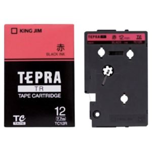 キングジム テプラTRテープ カラーラベル（パステル） TC12R（赤／黒文字 12mm幅）