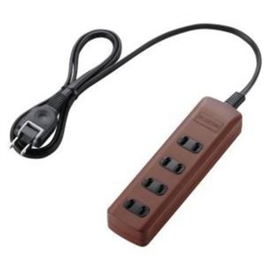 エレコム OAタップ／カラースタイル／雷ガード／スイッチ無／4個口／1m／ブラウン T-BR01-2410BR