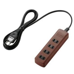 エレコム OAタップ／カラースタイル／雷ガード／スイッチ無／4個口／2m／ブラウン T-BR01-2420BR