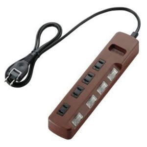 エレコム OAタップ／カラースタイル／雷ガード／個別スイッチ／4個口／1m／ブラウン T-BR02-2410BR