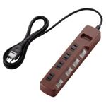 エレコム OAタップ／カラースタイル／雷ガード／個別スイッチ／4個口／2m／ブラウン T-BR02-2420BR
