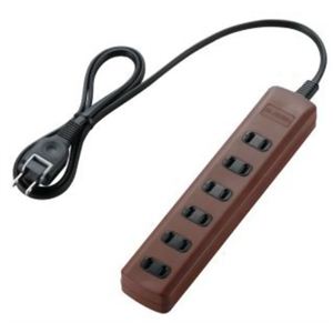 エレコム OAタップ／カラースタイル／雷ガード／スイッチ無／6個口／1m／ブラウン T-BR03-2610BR