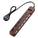 エレコム OAタップ／カラースタイル／雷ガード／個別スイッチ／6個口／1m／ブラウン T-BR04-2610BR