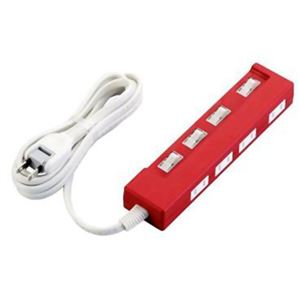エレコム OAタップ／カラースタイル／個別スイッチ／4口／2m／レッド T-C02-2420R