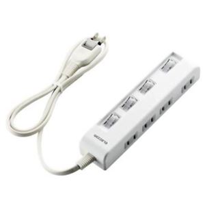 エレコム 省エネタップ／個別スイッチ／横挿し／4個口／2m／ホワイト T-E05-2420WH