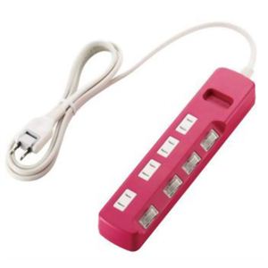 エレコム OAタップ／カラースタイル／雷ガード／個別スイッチ／4個口／2m／ピンク T-PN02-2420PN