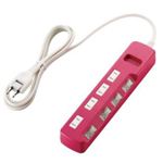 エレコム OAタップ／カラースタイル／雷ガード／個別スイッチ／4個口／2m／ピンク T-PN02-2420PN