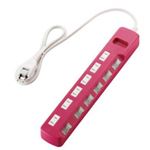 エレコム OAタップ／カラースタイル／雷ガード／個別スイッチ／6個口／1m／ピンク T-PN04-2610PN