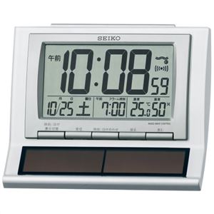 セイコー ハイブリッドソーラー 電波時計(温度・湿度表示付き目ざまし時計) SQ751W - 拡大画像