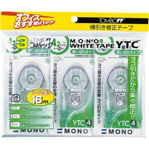 トンボ鉛筆 MONO 修正テープ YTC4 3個パック KCA-352