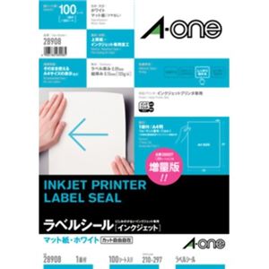 エーワン インクジェットプリンタ ラベルシール マット紙・ホワイト 1面付 100シート入 28908