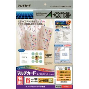 エーワン マルチカード 名刺 マイクロミシンカットタイプ フォト光沢紙 厚口タイプ 10面付 8シート入 51271