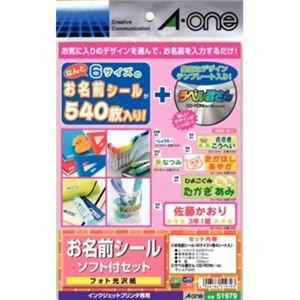 エーワン お名前シール ソフト付きセット フォト光沢紙 6種類 24シート入 51979
