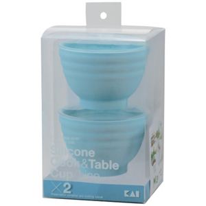Silicone Cook＆Table カップ（ライン） ライトブルー 2個入 DS-1214