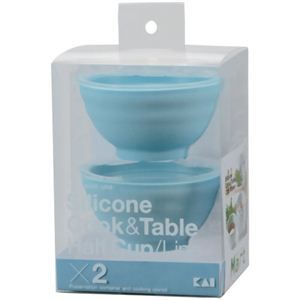Silicone Cook＆Table ハーフカップ（ライン） ライトブルー 2個入 DS-1218
