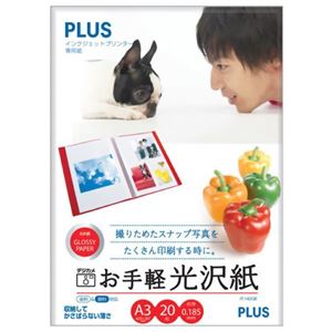PLUS インクジェットプリンター専用紙 お手軽光沢紙 （A3） 20枚