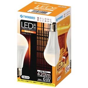 ツインバード LED電球（一般電球タイプ） 電球色相当 E26口金 全光束420lm LDA6L-H-11