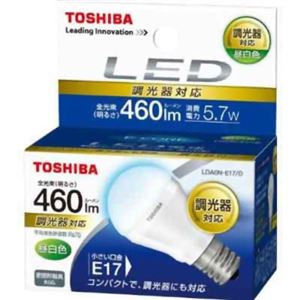 東芝 LED電球 E-CORE（イー・コア） 昼白色相当 E17口金 ミニクリプトン形 調光器対応 全光束460lm LDA6N-E17／D