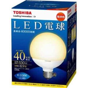 東芝 LED電球 E-CORE（イー・コア） 電球色相当 E26口金 ボール電球形 全光束530lm LDG9L