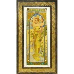 ユーパワー Alphonse Mucha アルフォンスミュシャ Gel加工アートフレーム 昼の輝き AM-17002