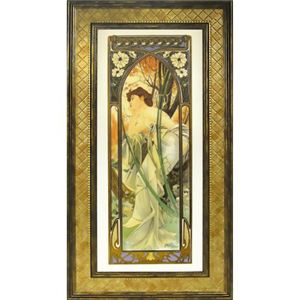 ユーパワー Alphonse Mucha アルフォンスミュシャ Gel加工アートフレーム 夕べの夢想 AM-17003