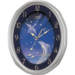 シチズン アミュージングクロック 電波掛時計 ネムリーナファンタジー シルバーメタリック 4MY659-019