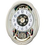 リズム時計 電波からくり時計 スモールワールドブルーム シャンペンゴールド（白） 4MN500RH18