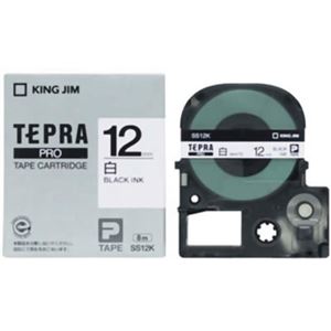 （まとめ買い）キングジム テプラPROテープ SS12K(白/黒文字 12mm幅)×4セット - 拡大画像