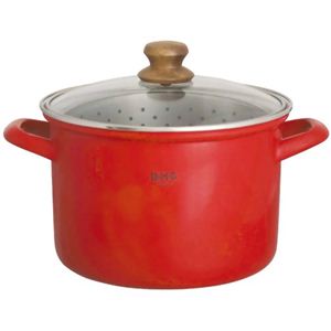 富士ホーロー B・M・S パスタポット 22cm 5.6L バスケット付 レッド BMP-22P・R