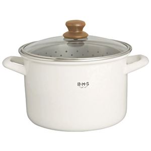 富士ホーロー B・M・S パスタポット 22cm 5.6L バスケット付 ホワイト BMP-22P・W