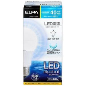 ELPA LED電球 エルパボール 昼光色相当 6.0W E26口金 全光束485lm LDA6D-G-G578