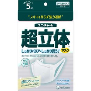 超立体マスク かぜ花粉用 やや大きめ 5枚入