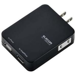 エレコム iPad・iPhone用電源タップ/スイッチ無/USB充電機能付(2ポート)/1個口/ブラック T-UHS01-12200BK