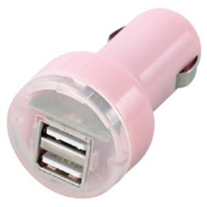 （まとめ買い）シガーソケット・USBチャージャー AY-2003 ピンク×12セット - 拡大画像