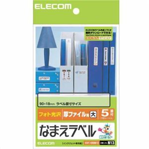 エレコム フォト光沢 なまえラベル 厚ファイル用 大 90×18mm EDT-KNM13