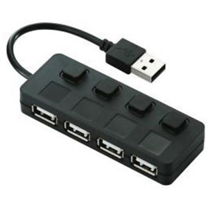 エレコム USBハブ バスパワー専用 4ポートUSB2.0 個別スイッチ付 ブラック U2H-YS4BBK