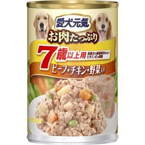 愛犬元気缶 味わいと健康プラス 7歳以上用 ビーフ&チキン・野菜 375g