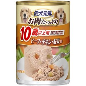 愛犬元気缶 味わいと健康プラス 10歳からの長寿犬用 ビーフ&チキン・野菜 375g