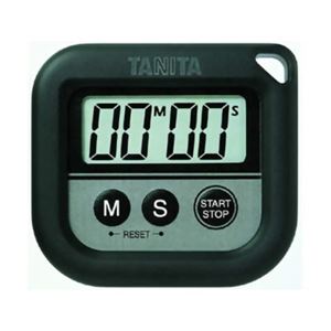 （まとめ買い）タニタ 丸洗いタイマー100分計 TD-376-BK ブラック×2セット - 拡大画像