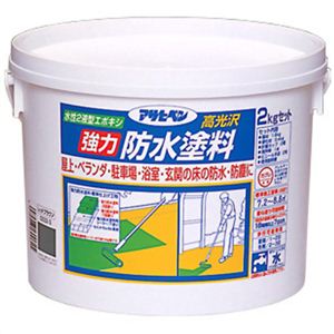 アサヒペン 強力防水塗料 ライトグリーン 2kgセット