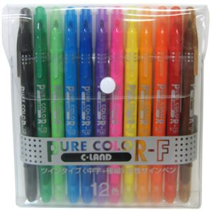 uni 水性サインペン ピュアカラーF 中字+極細 12色セット