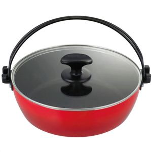 ニューDo!なべ IH対応ガラス蓋付き深型すきやき鍋 26cm レッド UDR-4986