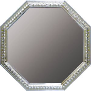ユーパワー アンティーク八角ミラー LLサイズ AM-07021 シルバー