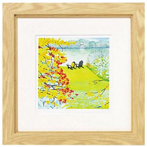 ユーパワー くりのきはるみ 版画(ジグレー) デジタルプリントアートフレーム Sサイズ 湖畔の秋 KH-05148