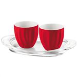 グッチーニ AQUA ティーカップ&トレーセット レッド 280605.65
